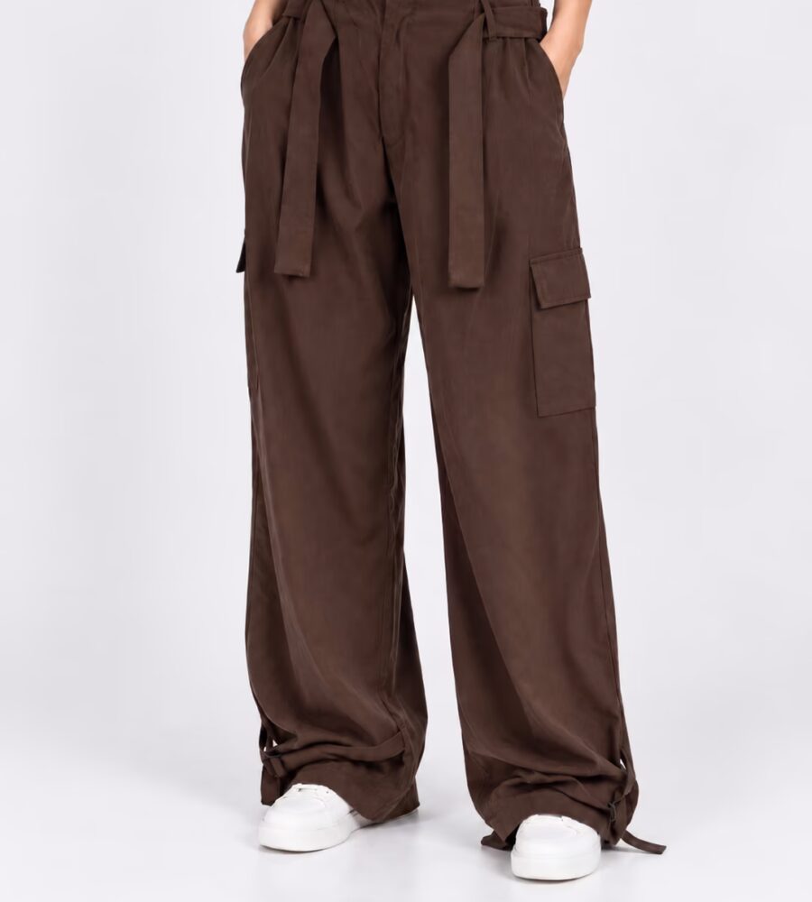 B 580 Kadın Diyagonal Modal Bel Kuşaklı Paça Detaylı arka yüz