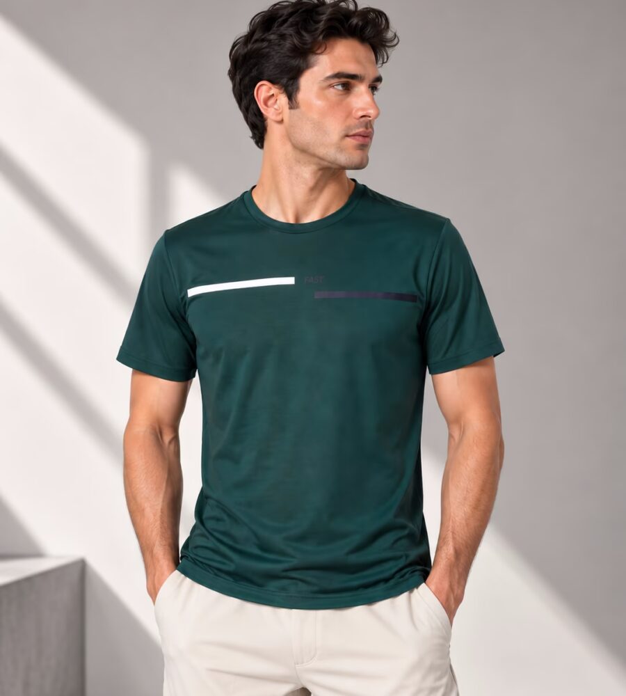 ERK 04 Baskı Detaylı Polyester Erkek T-Shirt arka yüz