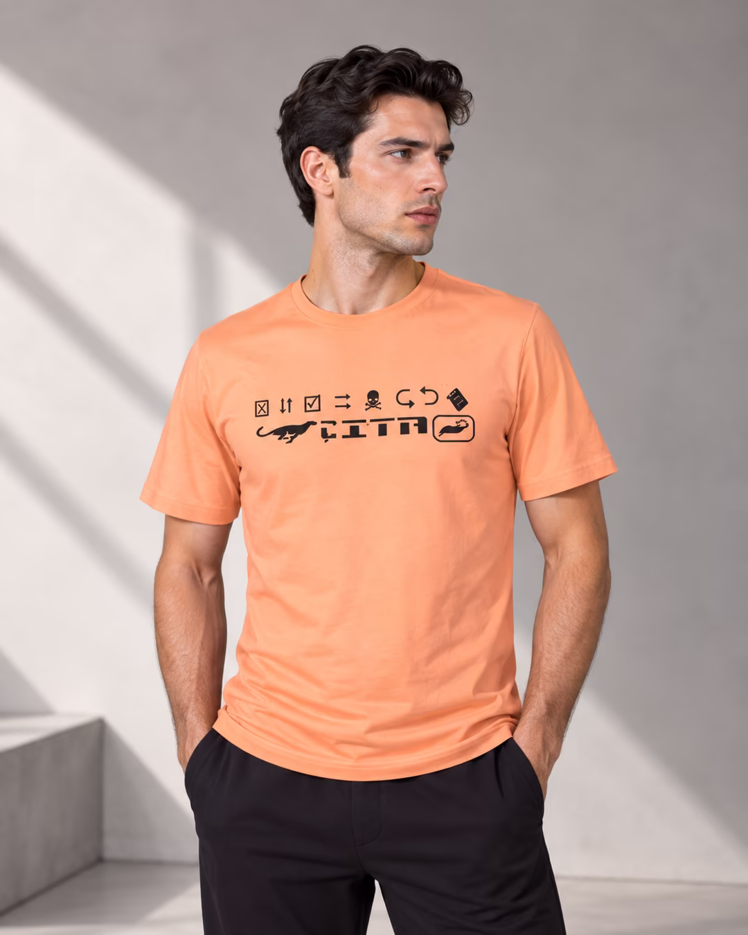 T 04 Baskılı Penye Erkek T-Shirt — Ön